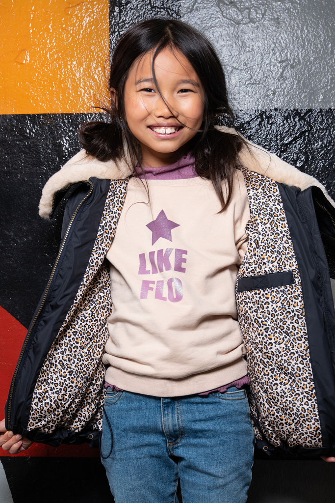 LikeFLO Girls Amaya Flo Girls Short Fancy Hooded Jacket Navy - LikeFlo