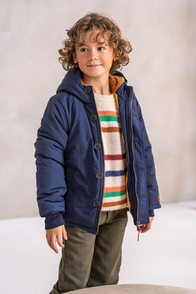 LikeFLO Boys Abel Flo Boys Jacket With Double Hood Navy - LikeFlo