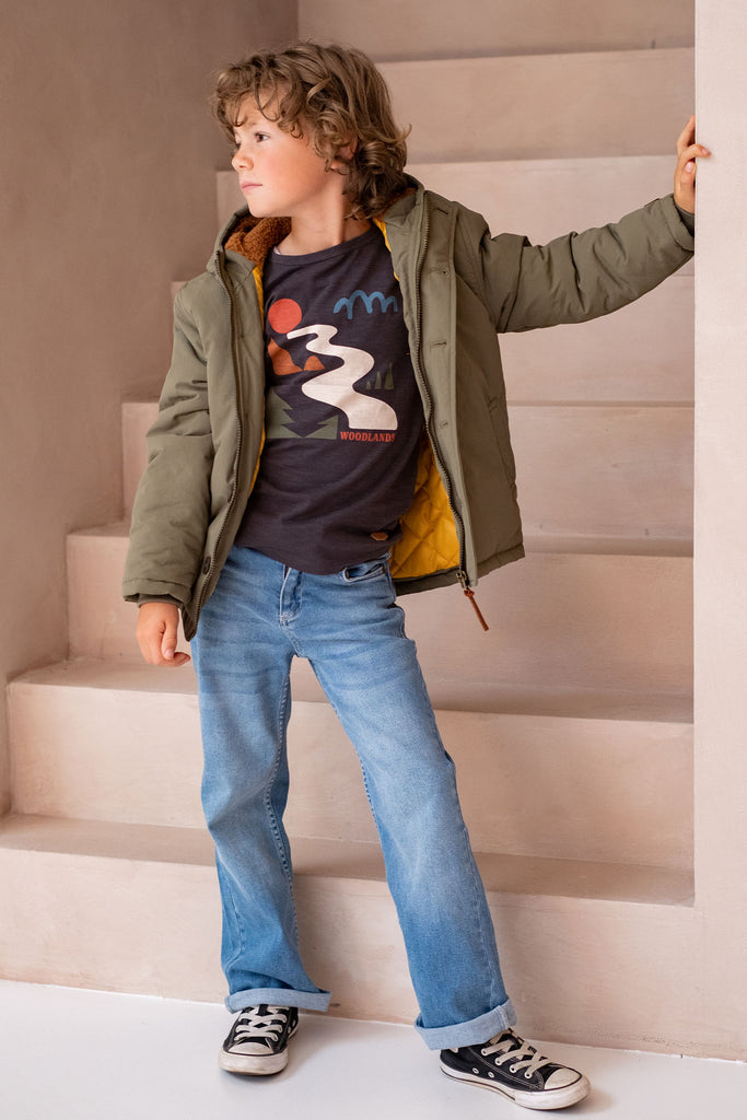 LikeFLO Boys Abel Flo Boys Jacket With Double Hood Brown - LikeFlo