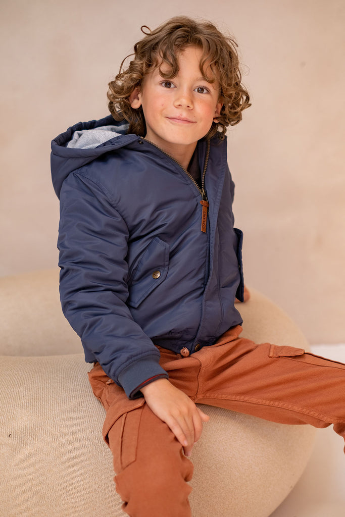 LikeFLO Boys Arte Flo Boys Pilot Jacket With Hood Navy - LikeFlo