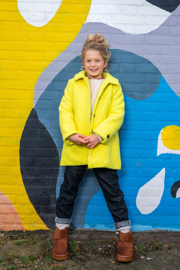 LikeFLO Girls Amber Flo Girls Wool Midi Jacket Lemon - LikeFlo