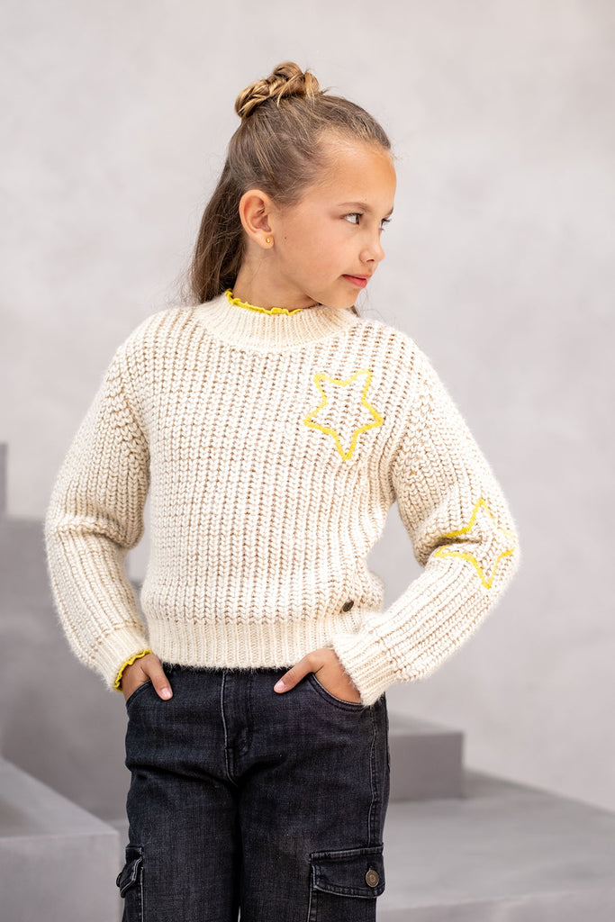 LikeFLO Girls Donya Flo Knitted Sweater With Lurex And Thick Embroidery Kit - LikeFlo