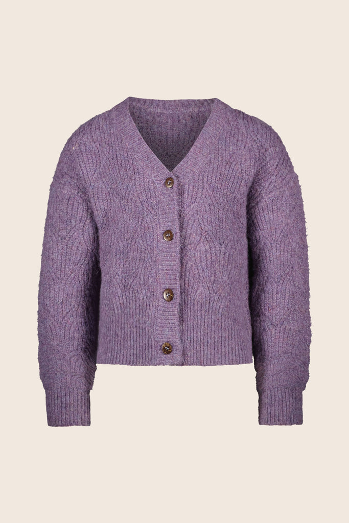 LikeFLO Girls Deau Flo Knitted Pattern Cardigan With Buttons Lavendel - LikeFlo