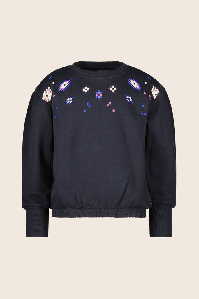 LikeFLO Girls Danee Flo Girls Sweater With Artwork Navy - LikeFlo