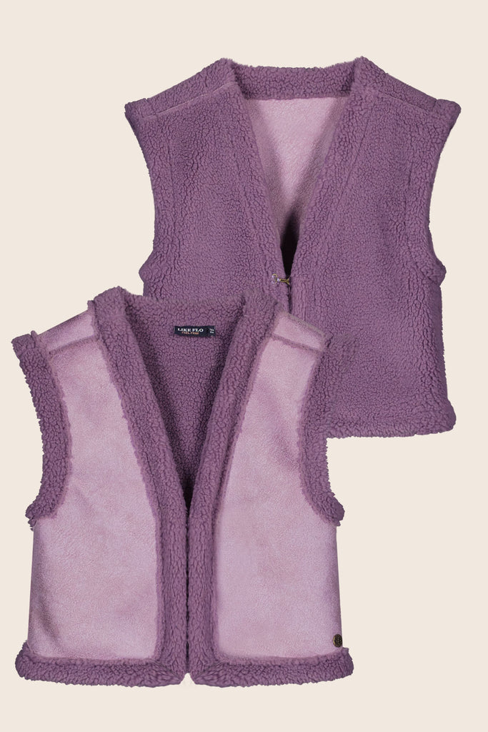 LikeFLO Girls Dewi Flo Reversible Teddy Gilet Lavendel - LikeFlo