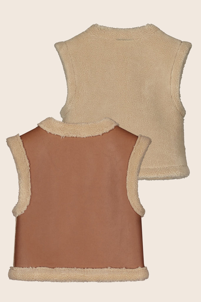 LikeFLO Girls Dewi Flo Reversible Teddy Gilet Cognac - LikeFlo