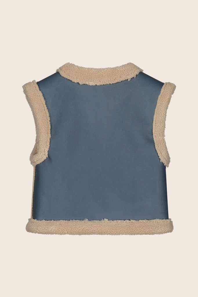 LikeFLO Girls Dewi Flo Teddy Gilet With Embroidery Indigo - LikeFlo