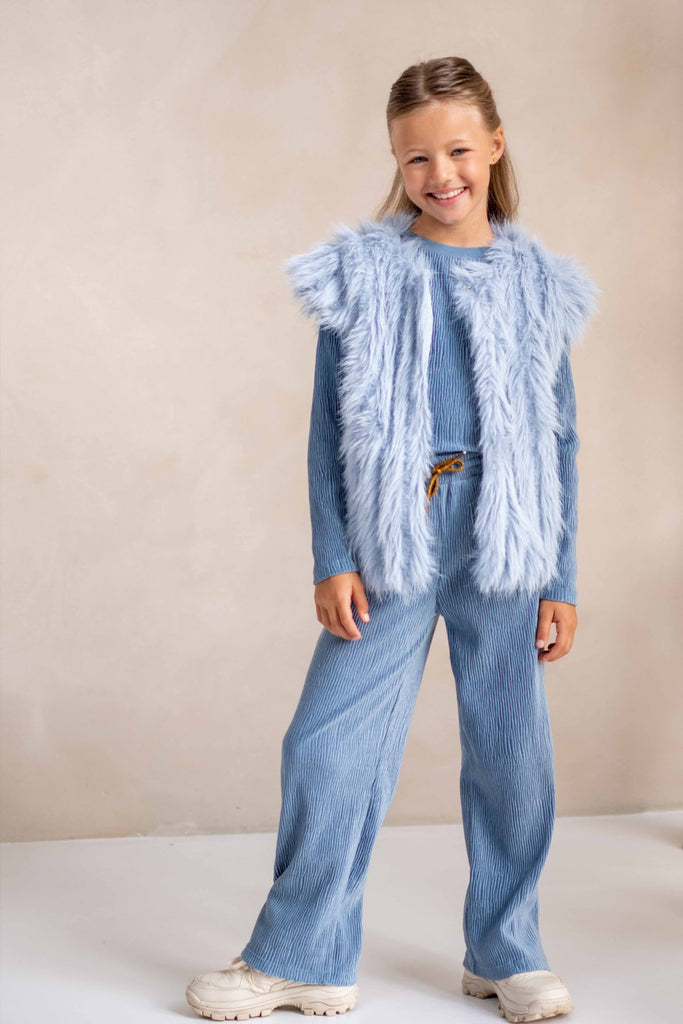 LikeFLO Girls Fem Flo Velvet Pants With String In Wb Lt Denim - LikeFlo