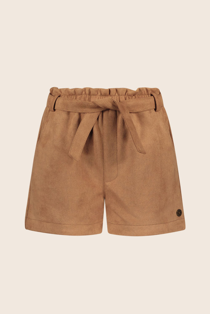 LikeFLO Girls Fay-Linn Flo Fake Leather Short With Shell Belt Cognac - LikeFlo