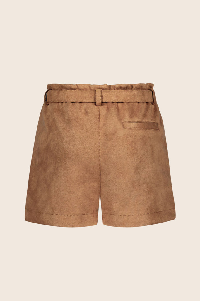 LikeFLO Girls Fay-Linn Flo Fake Leather Short With Shell Belt Cognac - LikeFlo