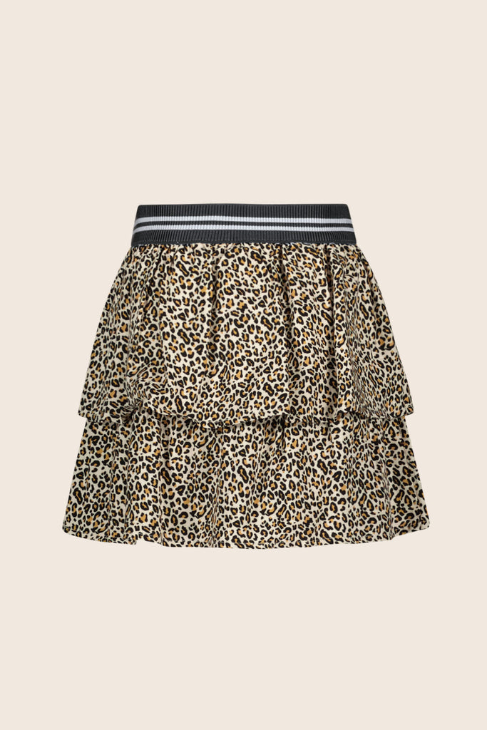 LikeFLO Girls Hella Flo 2-Layer Skirt With Fancy Elastic Leopard Aop - LikeFlo