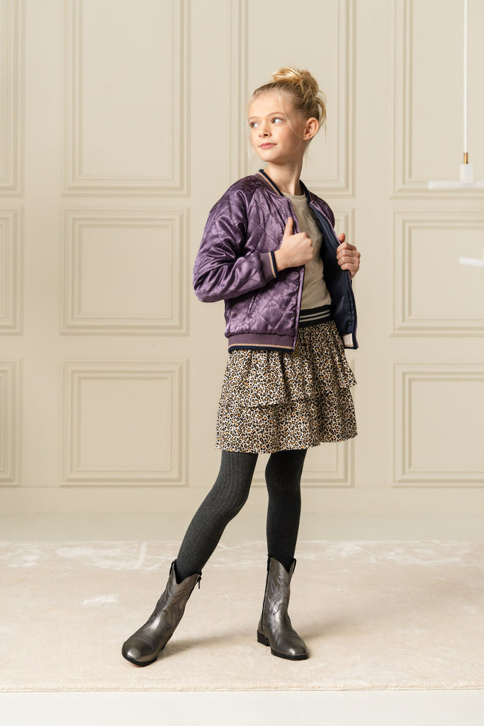 LikeFLO Girls Hella Flo 2-Layer Skirt With Fancy Elastic Leopard Aop - LikeFlo