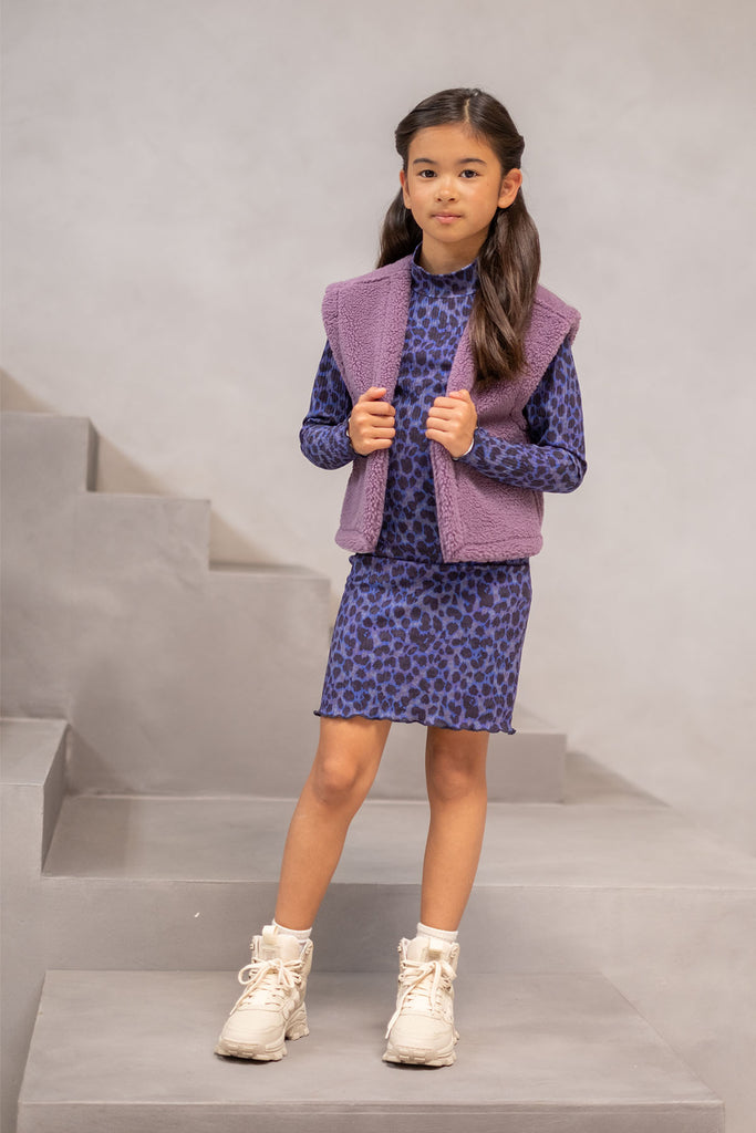 LikeFLO Girls Maeve Flo Girls Rib Yds Straight Dress Lavender Blue Aop - LikeFlo