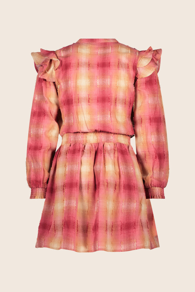 LikeFLO Girls Marlou Flo Dress With 2-Layer Skirt Pink Check - LikeFlo