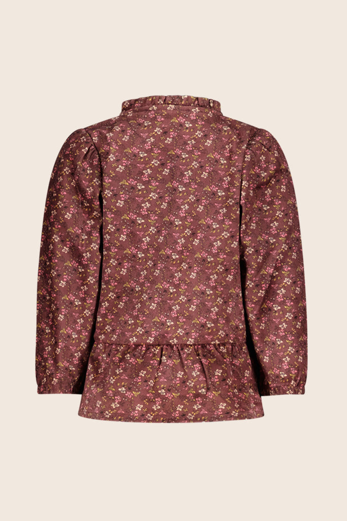 LikeFLO Mini Belle Mini Flo Flower Corduroy Blouse With Peplum Shape Ruby Mini Flower - LikeFlo