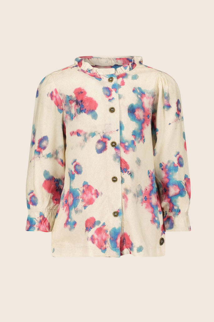 LikeFLO Mini Bobby Mini Flo Allover Print Blouse, Buttons Front At Closure Faded Drops - LikeFlo