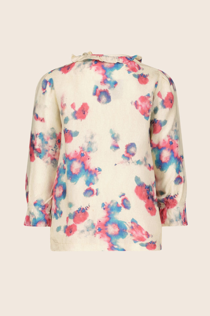 LikeFLO Mini Bobby Mini Flo Allover Print Blouse, Buttons Front At Closure Faded Drops - LikeFlo