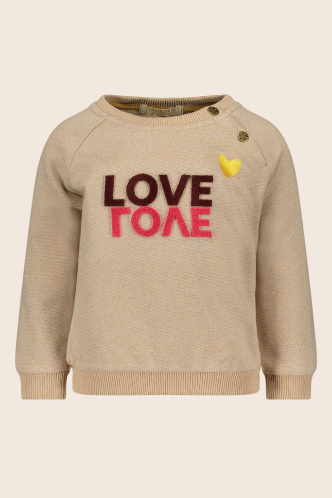 LikeFLO Mini Gigi Mini Flo Sweater With Artwork Grey Melee Golden Lurex - LikeFlo