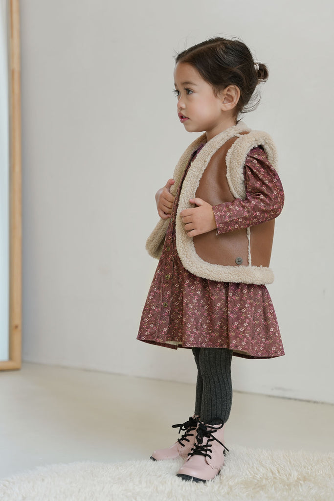 LikeFLO Mini Gita Mini Flo Reversible Teddy Gilet Cognac - LikeFlo