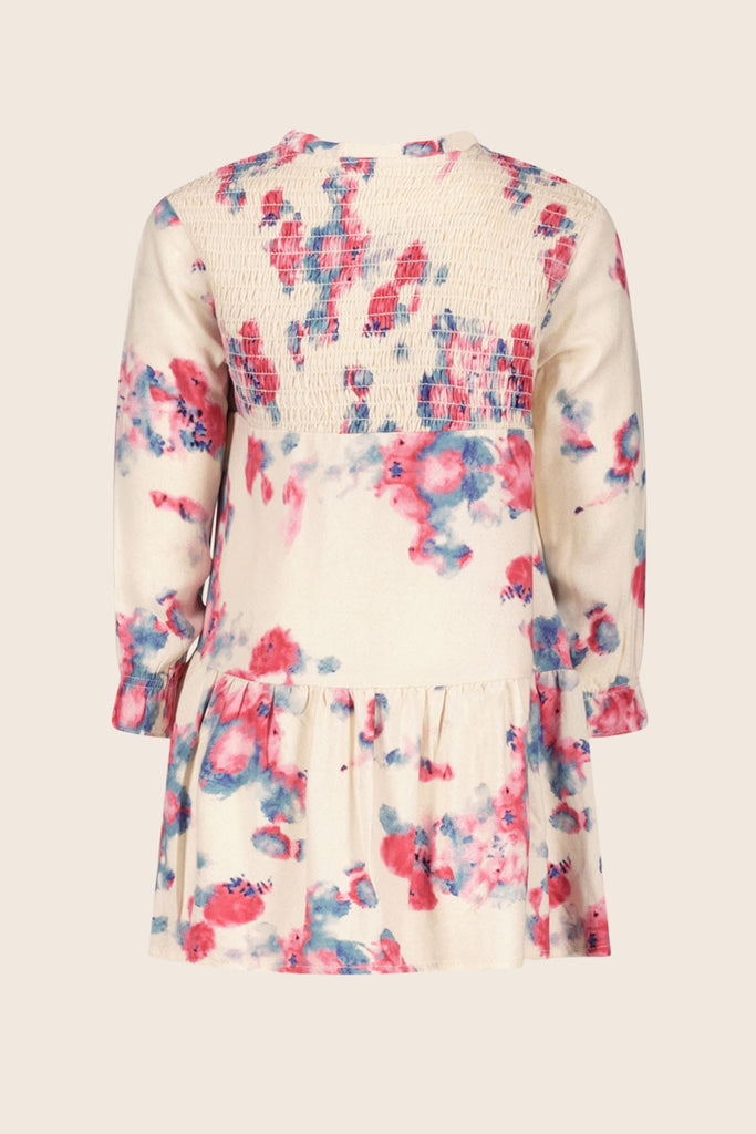 LikeFLO Mini Roxy Mini Flo Allover Print Dress With Smock Detail Faded Drops - LikeFlo