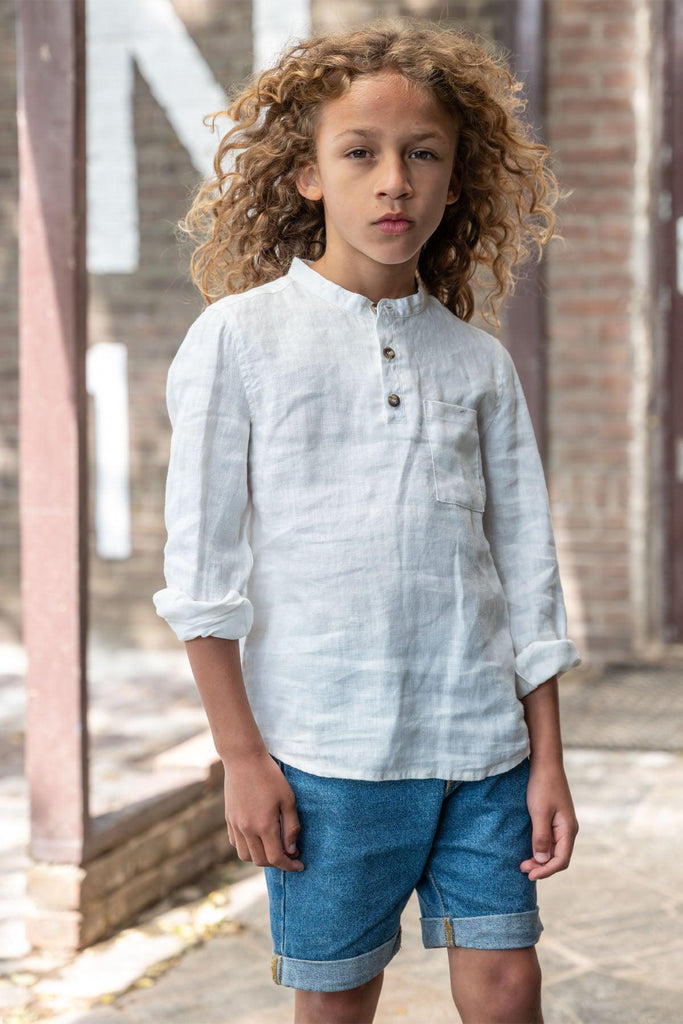 LikeFLO Boys Blouse Linnen Sam Off White - LikeFlo