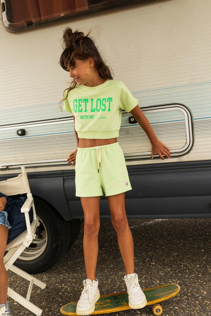 Teen Collab Luna Short Sweat Pants Ava Summer Lime - LikeFlo