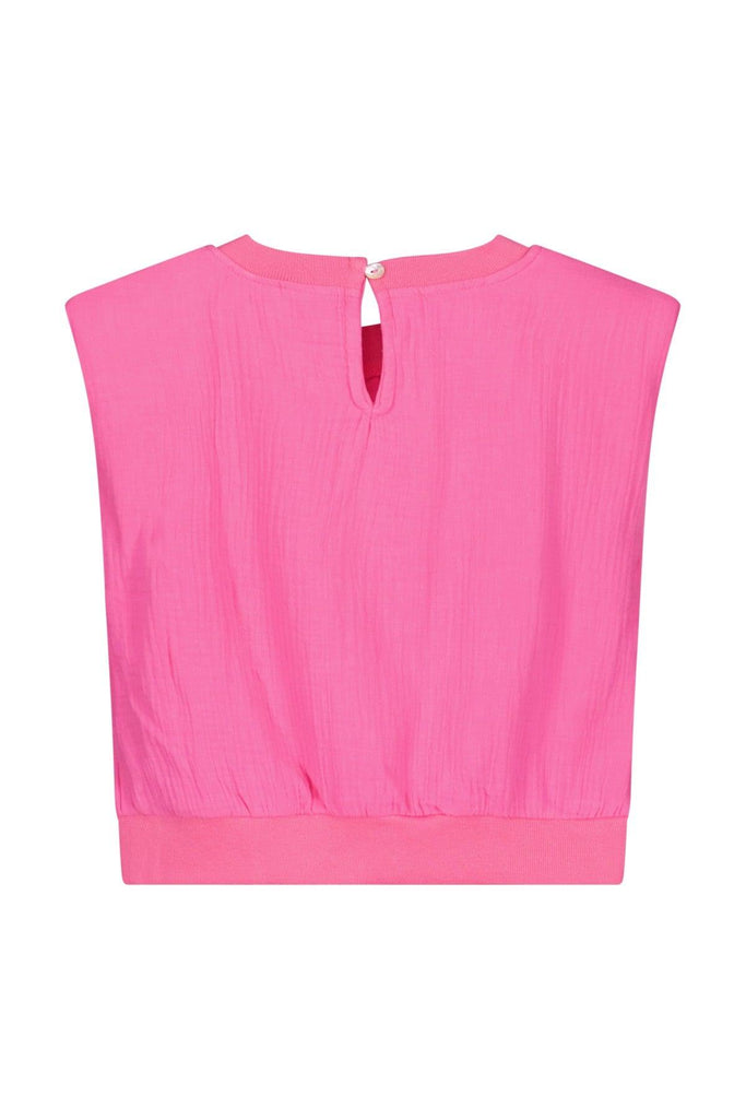 Teen Collab Luna Woven Shoulder Pad Top Lucy Pink - LikeFlo